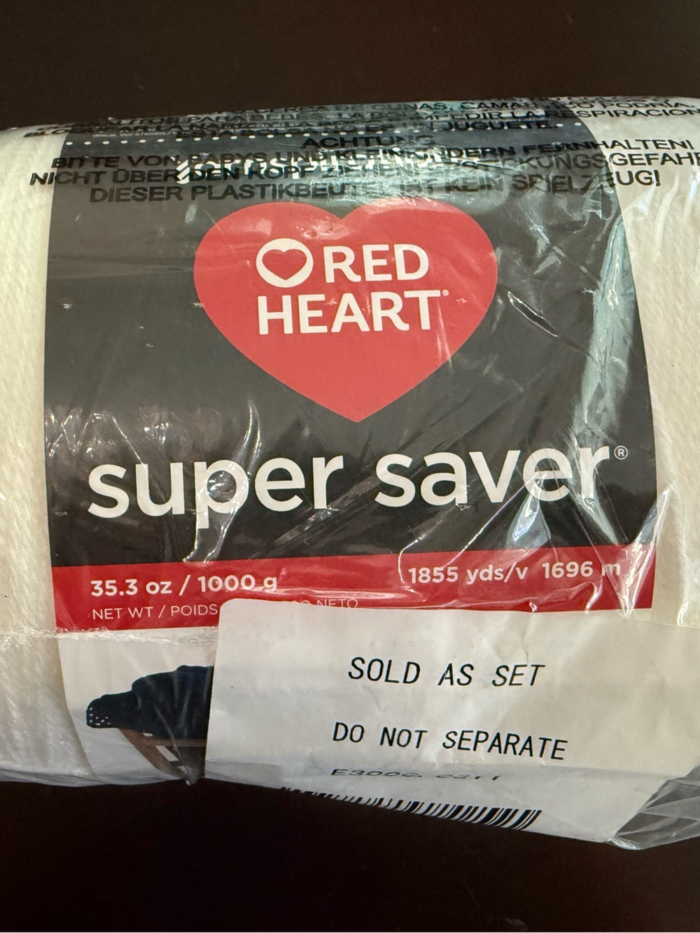 Red Heart Super Saver Yarn 1000g- White